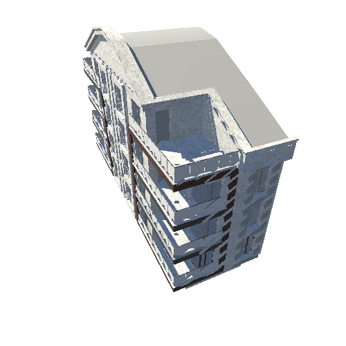 simple wide building fbx